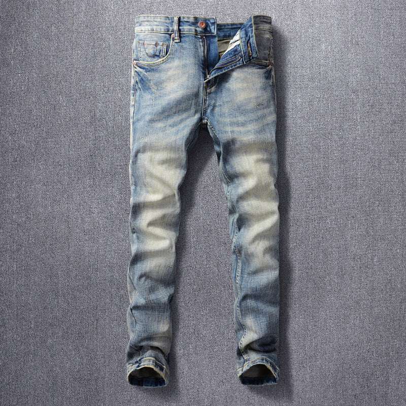 Men's Jeans Made Old Washed Slightly Elastic - Minihomy