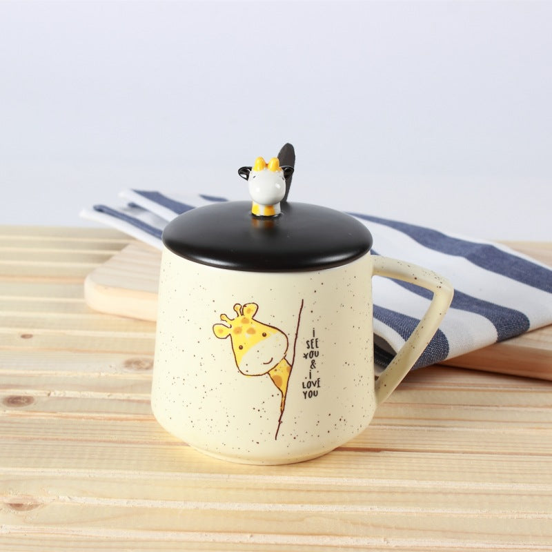 Creative Cartoon Ceramic Cup Hand Drawn Cute Giraffe - Minihomy