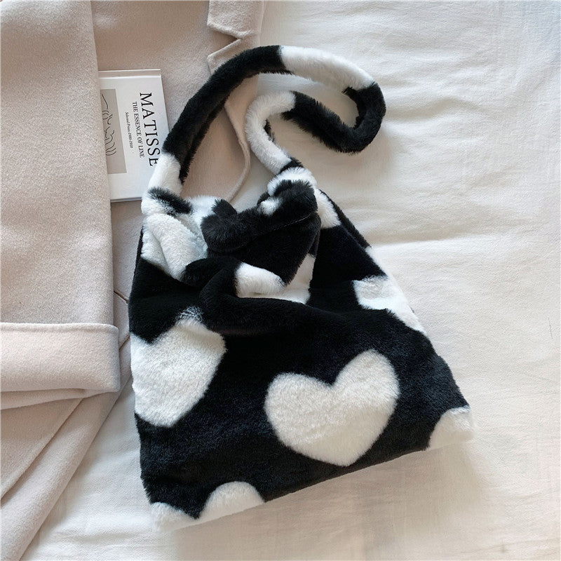 Love Heart Shoulder Bags Plush For Women - Minihomy