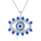 Sterling Silver Evil Eye Lucky Blue Eye Pendant Necklace