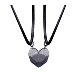 Minimalist Lovers Matching Friendship Heart Pendant Couple Magnetic Distance Faceted Heart Pendant Necklace Couple Jewelry - Minihomy