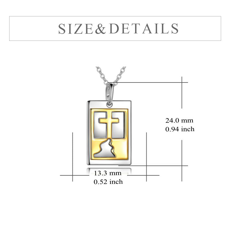 Sterling Silver Cross Gold Tag with Engraved Pendant Necklace Jewellery