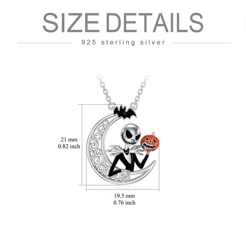 925 Sterling Silver Moon Jack Skellington and Pumpkin Pendant Necklace - Christmas Jewelry Gifts - Minihomy