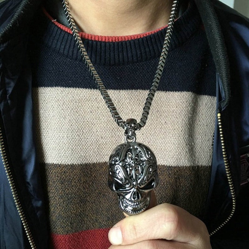 Evil Skull Necklace Metal  Pendant Trendy  Man and Women Punk Jewelry - Minihomy