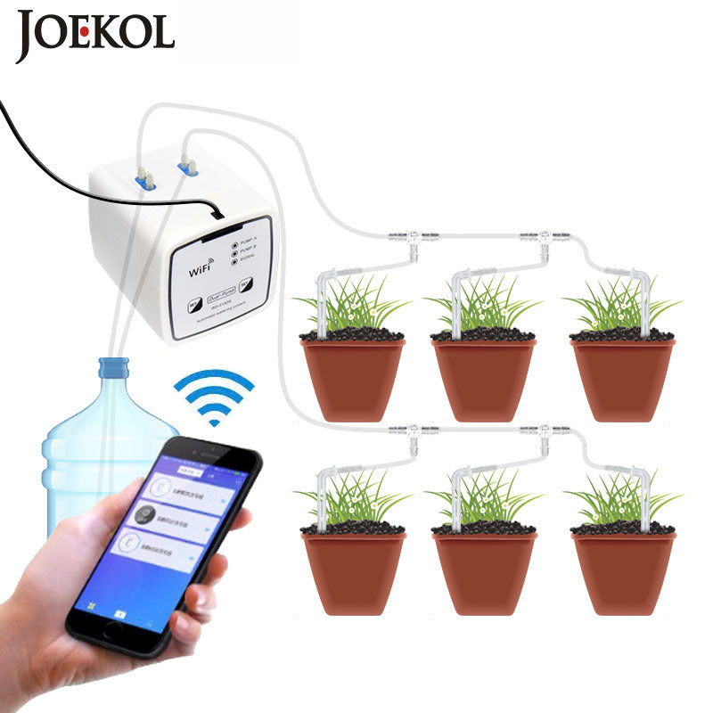 New Double Pump Garden Wifi Control Watering Device Automatic Water Drip Irrigation Watering System Kit WIFI Mobile APP Control - Minihomy