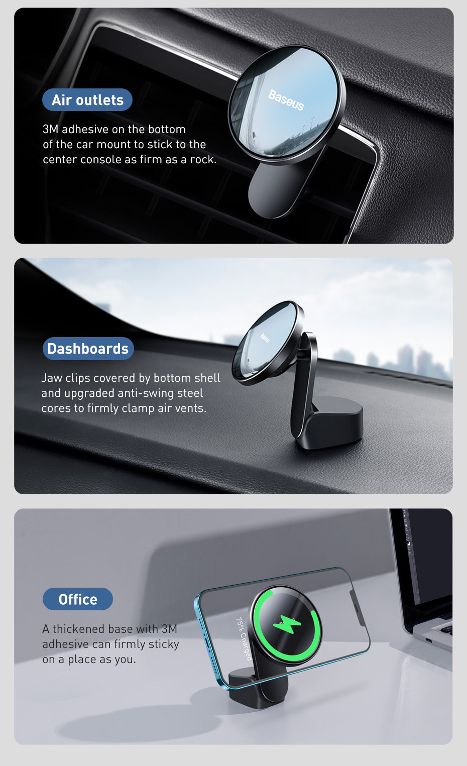 Magnetic Car Phone Holder Wireless Charger for iPhone 13 iPhone 12 Pro Max - Minihomy