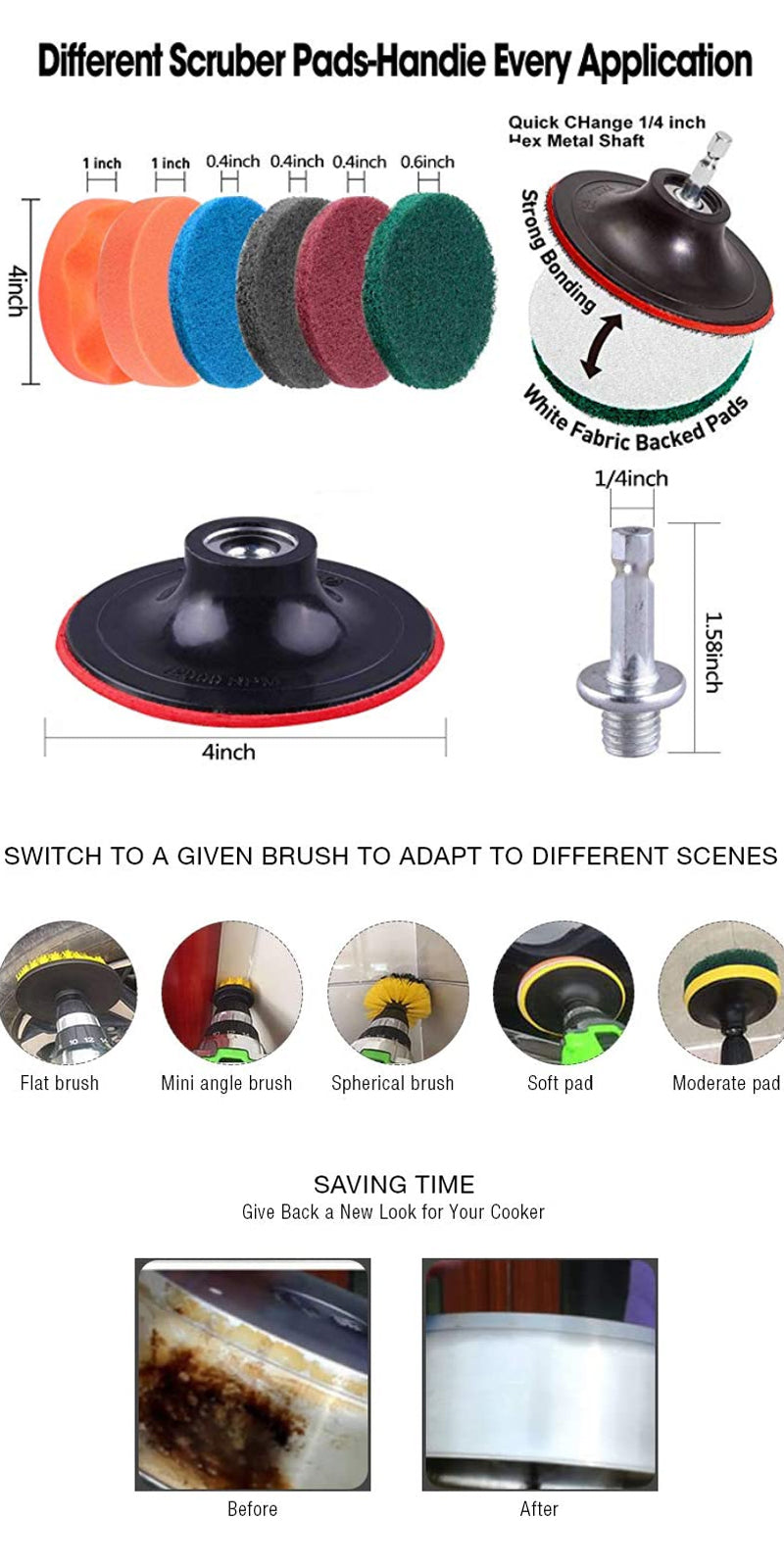 Drill Brush Attachment Set Power Scrubber Tools - Minihomy