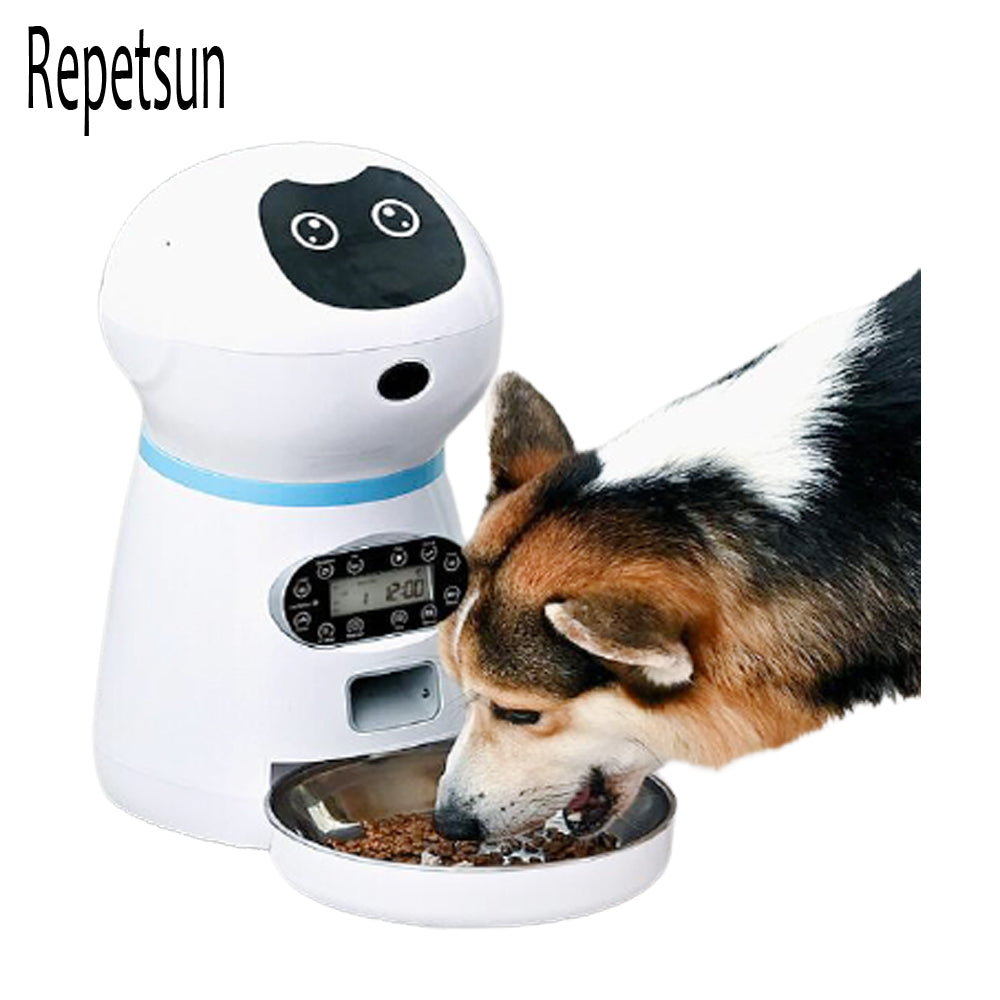 Smart Automatic Pet Feeder With Voice Record Stainless Steel LCD Screen Timer For Dog Food Bowl Cat Food Dispenser Pet Bowl