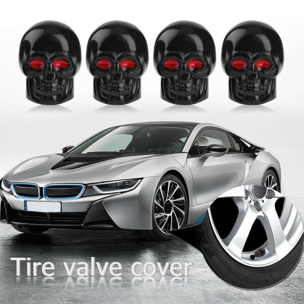 4pcs Universal Black Skull Car Auto Wheel Tire Tyre Valve Stem Caps Dust Covers - Minihomy