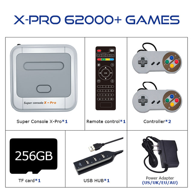 Game Console X Pro for PSP/PS1/SNES/N64/DC - 4K HD TV Box - Two Player - Minihomy