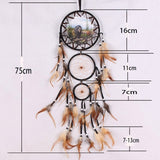 Handmade Feather Dream Catcher Brown Wolf Pattern Wind Chimes For Wall Hanging Ornments Car Home Decoration - Minihomy