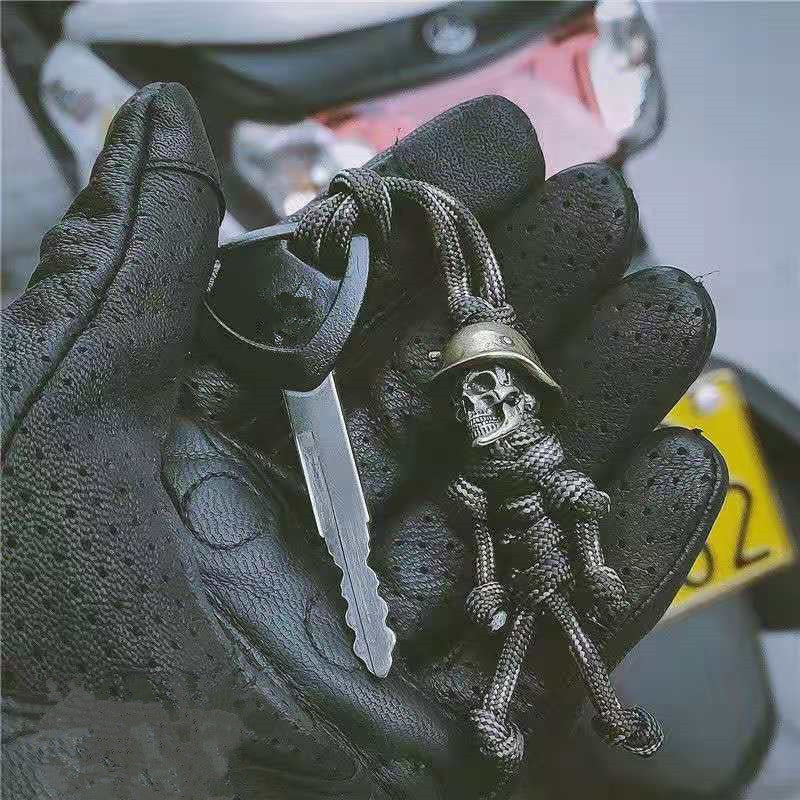 Skull Head Keychain Car Biker helmet Pendant