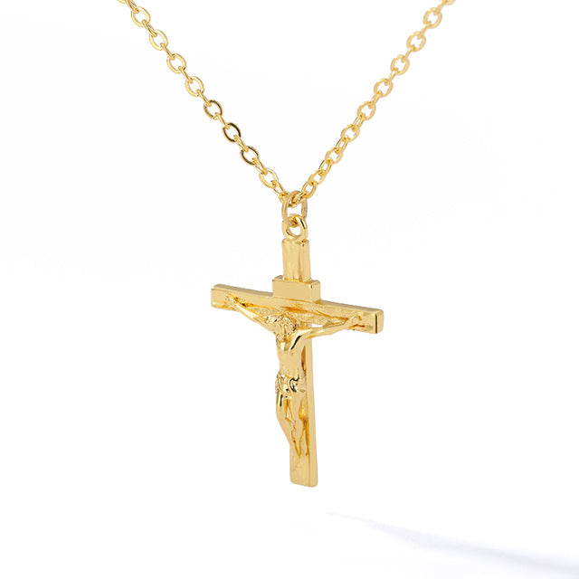 Stainless Steel Gold Cross Chain Necklace For Women Men