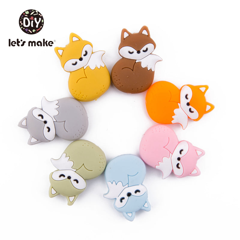 Make Silicone Beads Teething Cartoon Fox Beads Animals - Minihomy