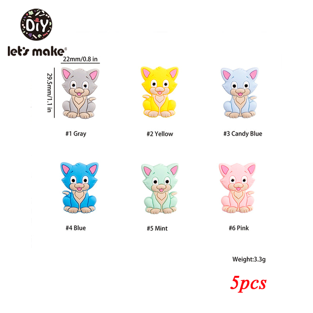 Make Silicone Beads Teething Cartoon Fox Beads Animals - Minihomy