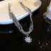 Crystal Choker Neck Clavicle Chain Ice Flower Pendant Necklace - Minihomy